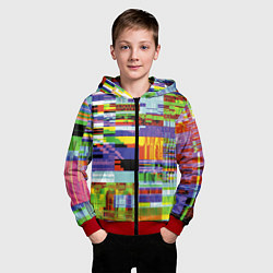 Толстовка на молнии детская Vanguard glitch fashion pattern 2022, цвет: 3D-красный — фото 2