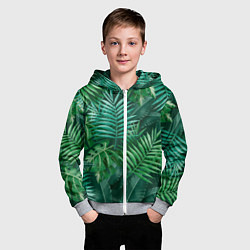 Толстовка на молнии детская Tropical plants pattern, цвет: 3D-меланж — фото 2