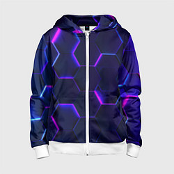 Детская толстовка на молнии Соты - неон