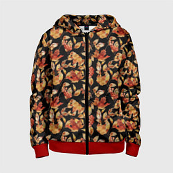 Толстовка на молнии детская Осеннее настроение паттерн, цвет: 3D-красный