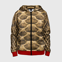 Толстовка на молнии детская Snake Skin Pattern, цвет: 3D-красный