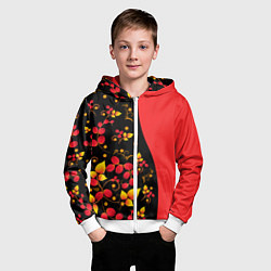Толстовка на молнии детская Хохлома Русская роспись, цвет: 3D-белый — фото 2