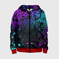 Детская толстовка на молнии НЕОНОВОЕ ГРАФФИТИ НЕОНОВЫЕ БРЫЗГИ