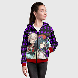 Толстовка на молнии детская КАДЗУХА И СЯО ГЕНШИН ИМПАКТ, цвет: 3D-красный — фото 2