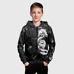 Толстовка на молнии детская Китайский Дракон Чб Dragon Snake, цвет: 3D-черный — фото 2