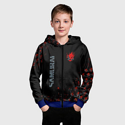 Толстовка на молнии детская Cyberpunk 2077 samurai Паттерн, цвет: 3D-синий — фото 2