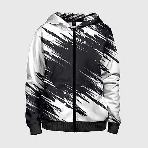 Детская толстовка на молнии БЕЛАЯ КРАСКА БРЫЗГИ / 3D-Черный – фото 1
