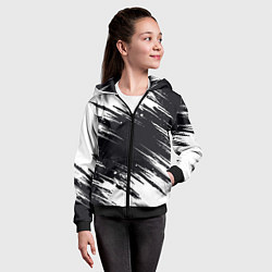 Толстовка на молнии детская БЕЛАЯ КРАСКА БРЫЗГИ, цвет: 3D-черный — фото 2