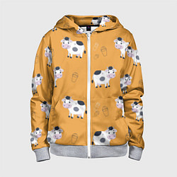 Детская толстовка на молнии Веселые коровки с ведрами молока