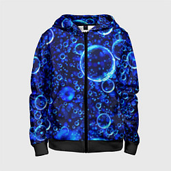 Толстовка на молнии детская Пузыри воздуха в воде Pattern, цвет: 3D-черный