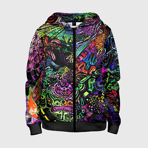 Детская толстовка на молнии Абстрактный узор Vanguard Fashion Неон / 3D-Черный – фото 1