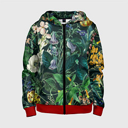 Толстовка на молнии детская Цветы Темный Сад, цвет: 3D-красный