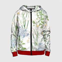 Толстовка на молнии детская Цветы Утонченные и Яркие, цвет: 3D-красный