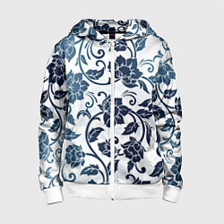 Детская толстовка на молнии Гжелевые цветы