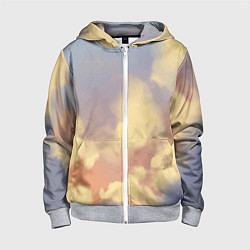 Толстовка на молнии детская Облачное небо на закате, цвет: 3D-меланж