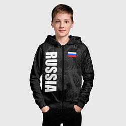 Толстовка на молнии детская RUSSIA - BLACK EDITION, цвет: 3D-черный — фото 2