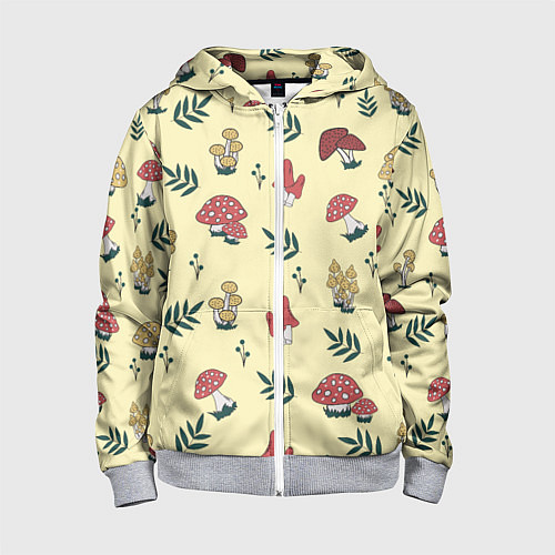 Детская толстовка на молнии Mushroom, грибы- грибочки / 3D-Меланж – фото 1