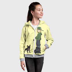 Толстовка на молнии детская Девочка и собака-улыбака, цвет: 3D-меланж — фото 2