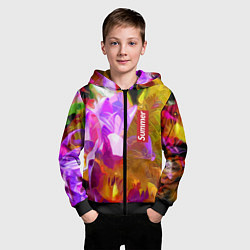 Толстовка на молнии детская Красочный цветочный узор Лето Colorful Floral Patt, цвет: 3D-черный — фото 2