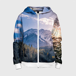 Детская толстовка на молнии Горы Лес Солнце