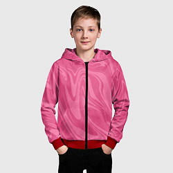 Толстовка на молнии детская РОЗОВЫЕ РАЗВОДЫ КРАСКИ МРАМОРНЫЙ, цвет: 3D-красный — фото 2