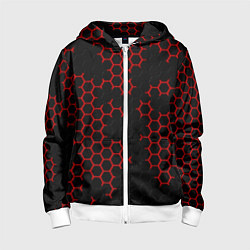 Детская толстовка на молнии НАНОКОСТЮМ Black and Red Hexagon Гексагоны