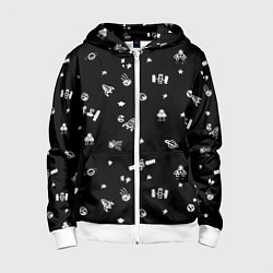 Толстовка на молнии детская Космос - патерн, цвет: 3D-белый