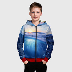 Толстовка на молнии детская Грань между небом и водой, цвет: 3D-красный — фото 2