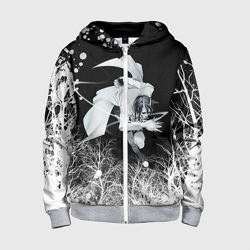 Детская толстовка на молнии Белый Неон над лесом White Neon / 3D-Меланж – фото 1