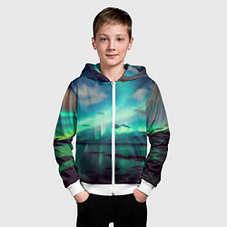 Толстовка на молнии детская Aurora borealis, цвет: 3D-белый — фото 2