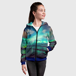 Толстовка на молнии детская Aurora borealis, цвет: 3D-синий — фото 2