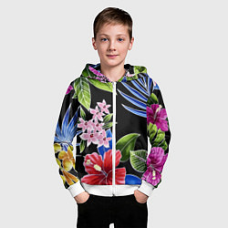 Толстовка на молнии детская Floral vanguard composition Летняя ночь Fashion tr, цвет: 3D-белый — фото 2