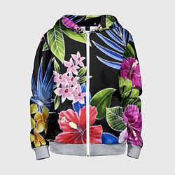 Толстовка на молнии детская Floral vanguard composition Летняя ночь Fashion tr, цвет: 3D-меланж