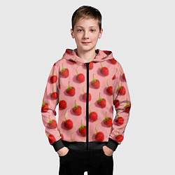 Толстовка на молнии детская Strawberry Pattern, цвет: 3D-черный — фото 2