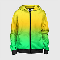 Детская толстовка на молнии Неоновый градиентный желто-зеленый фон