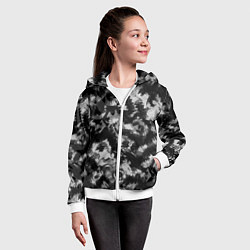 Толстовка на молнии детская Черно-белый абстрактный камуфляж, цвет: 3D-белый — фото 2