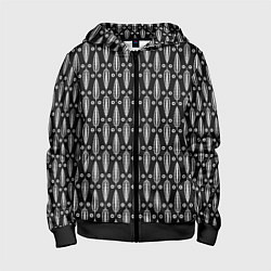 Детская толстовка на молнии Черно-белый современный модный узор листья