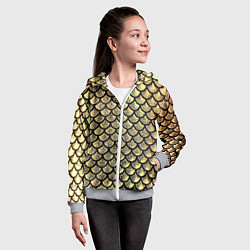 Толстовка на молнии детская Чешуя золотая, цвет: 3D-меланж — фото 2