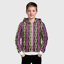 Толстовка на молнии детская Striped multicolored pattern Сердце, цвет: 3D-белый — фото 2