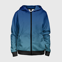 Толстовка на молнии детская Текстурированный сине-бирюзовый градиент, цвет: 3D-черный