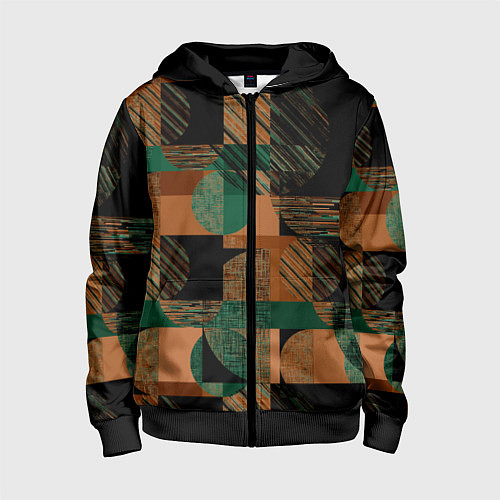 Детская толстовка на молнии Текстурированный абстрактный, геометрический принт / 3D-Черный – фото 1