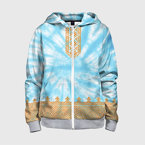 Детская толстовка на молнии Славянская тай-дай рубаха / 3D-Меланж – фото 1