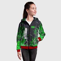 Толстовка на молнии детская Pubg - зелёное пламя, цвет: 3D-красный — фото 2