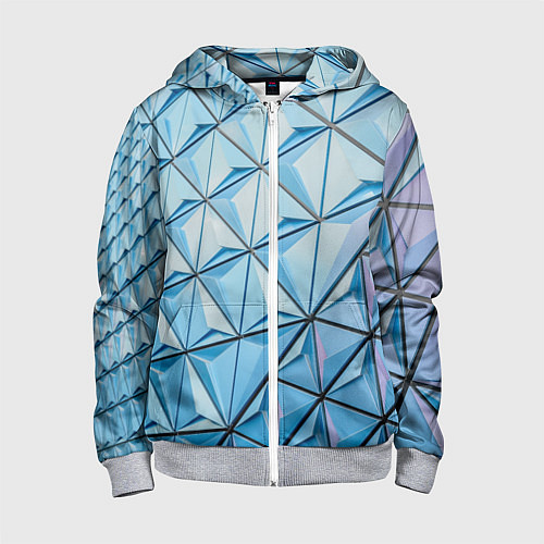 Детская толстовка на молнии Абстрактная киберпанк броня - Голубой / 3D-Меланж – фото 1