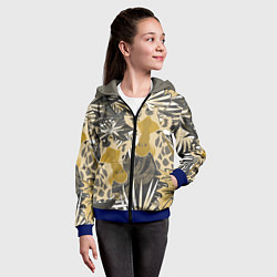 Толстовка на молнии детская Жирафы в тропиках, цвет: 3D-синий — фото 2