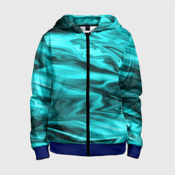 Толстовка на молнии детская Неоновый бирюзовый мраморный узор, цвет: 3D-синий
