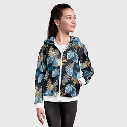 Толстовка на молнии детская Свет неоновых листьев, цвет: 3D-белый — фото 2