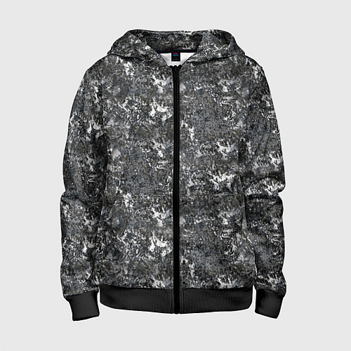 Детская толстовка на молнии Темно серый графитовый с текстурой камня / 3D-Черный – фото 1