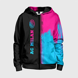 Толстовка на молнии детская AC Milan - neon gradient: по-вертикали, цвет: 3D-черный