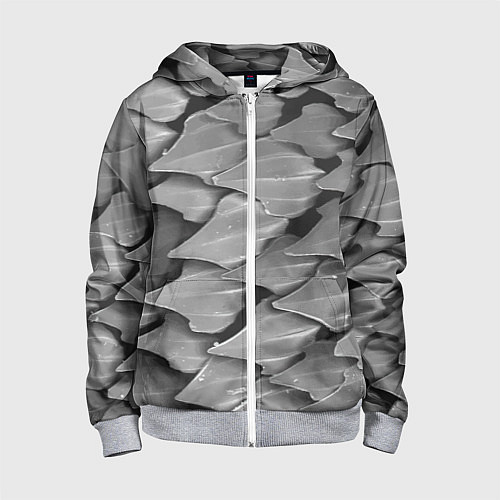 Детская толстовка на молнии Кожа акулы - броня / 3D-Меланж – фото 1